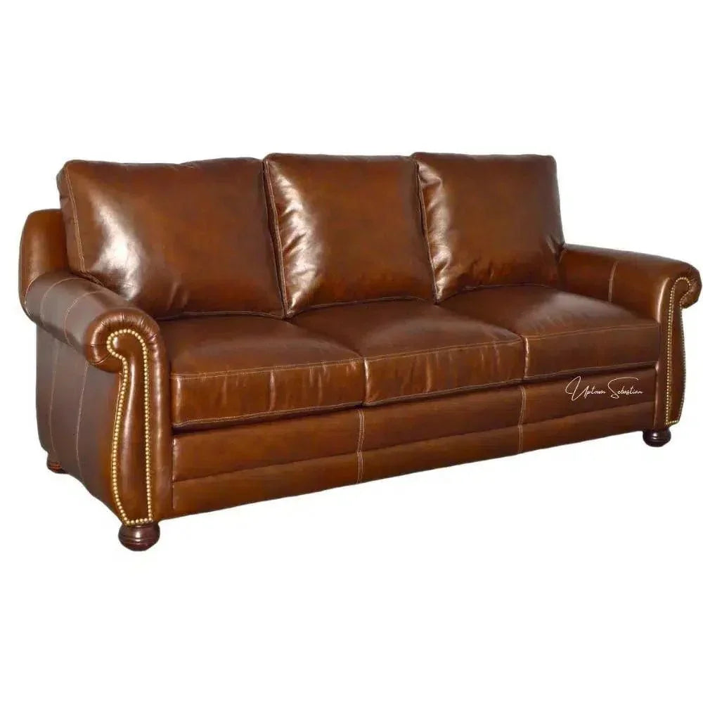 New Comfort American Made Leather Sofa