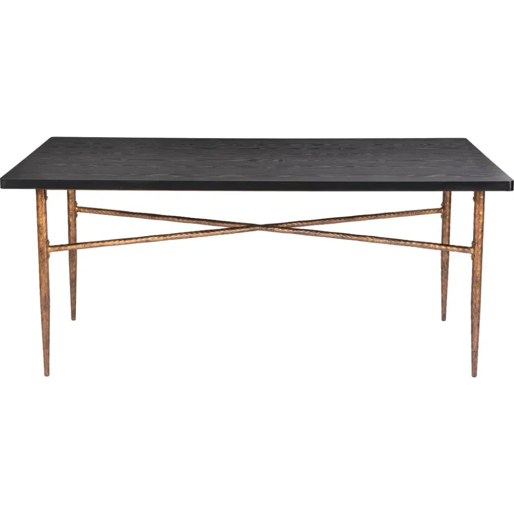 Nida Wood & Steel Black Rectangular Dining Table