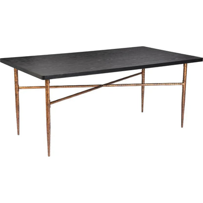 Nida Wood & Steel Black Rectangular Dining Table