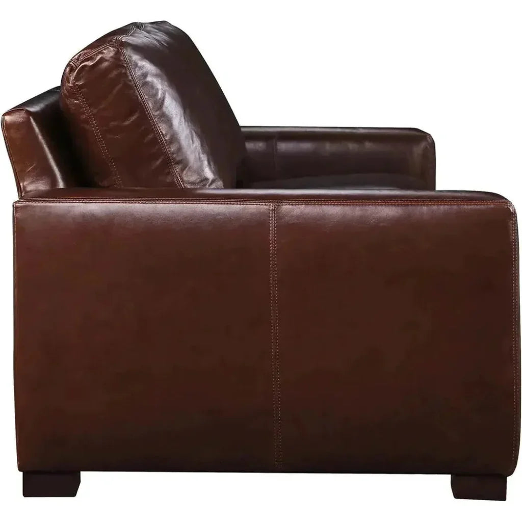 No Regrets Grain Leather Couch High Back Made the USA
