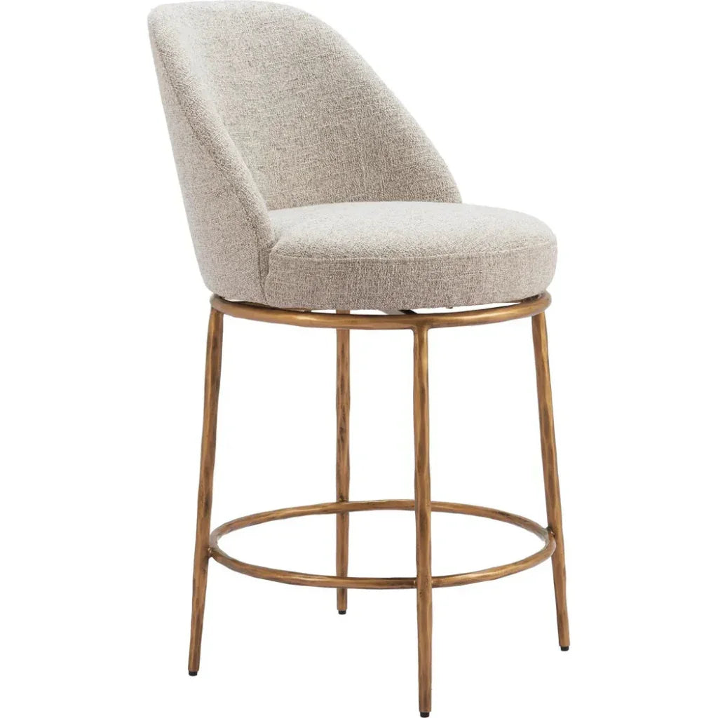 Nordhavn Wood & Gold Steel Swivel Counter Stool