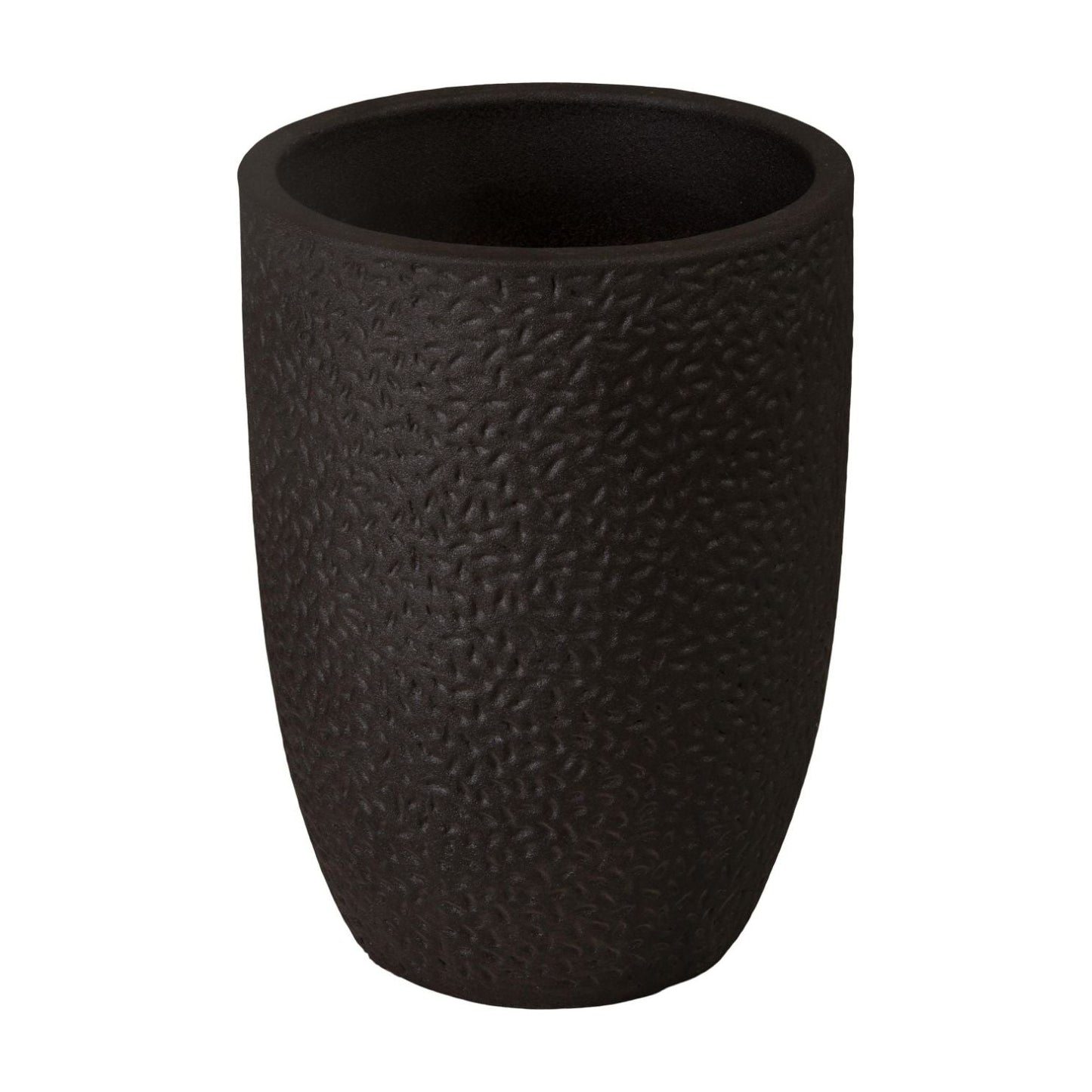 Notch Matte Black Ceramic Outdoor Planter