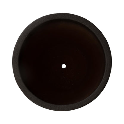 Notch Matte Black Ceramic Outdoor Planter