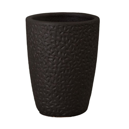 Notch Matte Black Ceramic Outdoor Planter