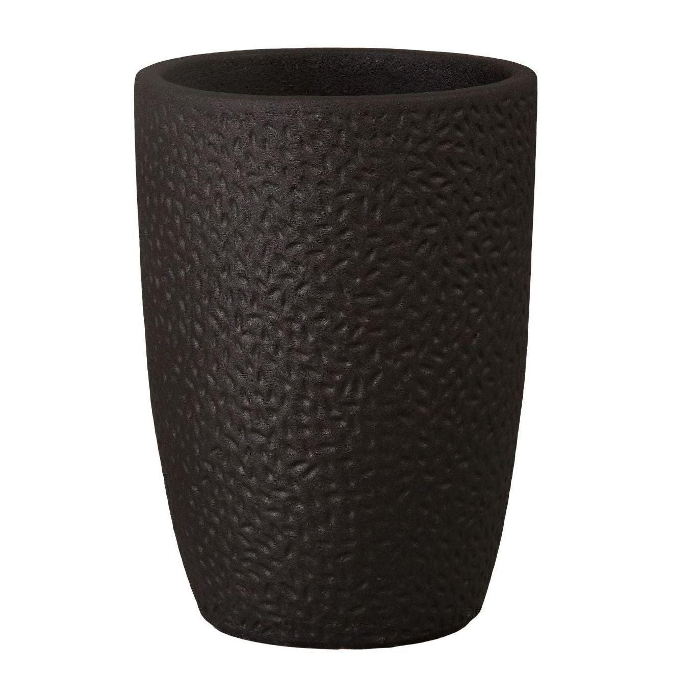 Notch Matte Black Ceramic Outdoor Planter