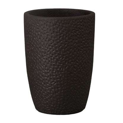 Notch Matte Black Ceramic Outdoor Planter