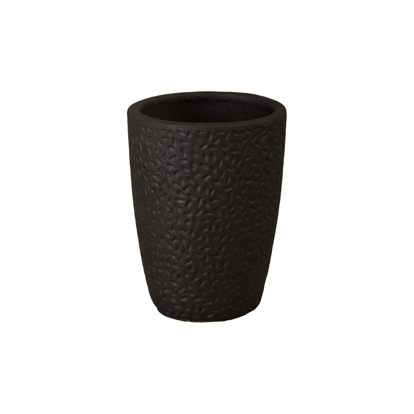 Notch Matte Black Ceramic Outdoor Planter