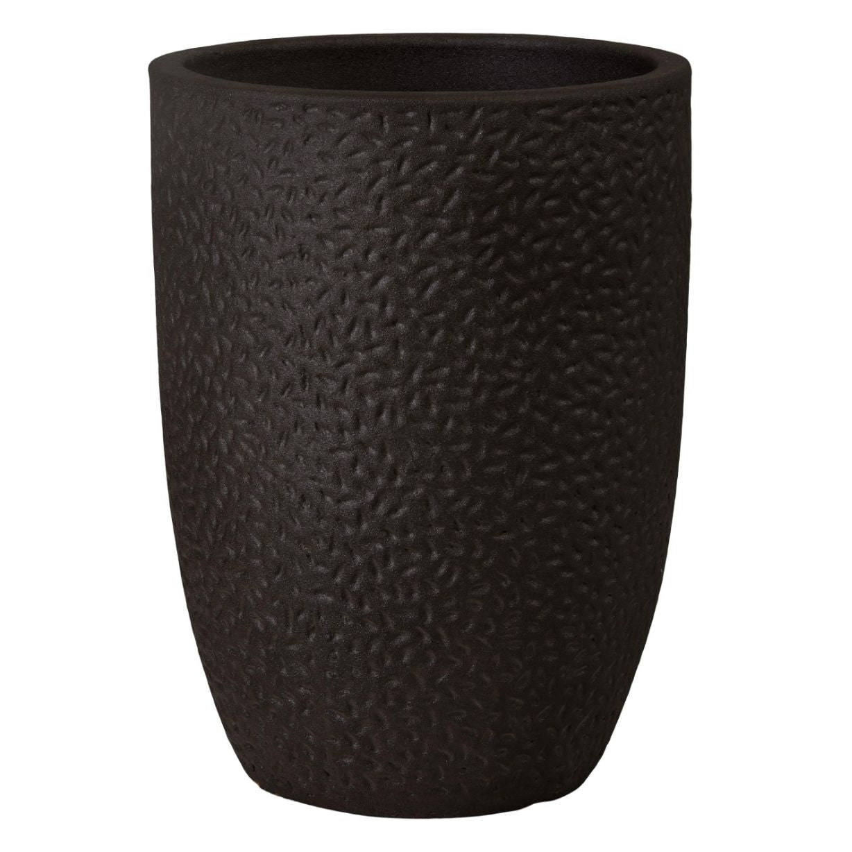 Notch Matte Black Ceramic Outdoor Planter