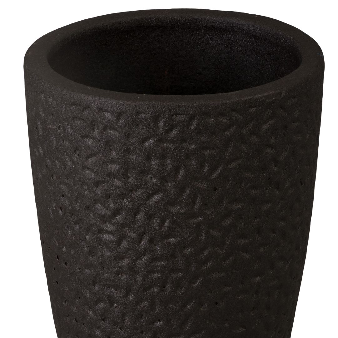 Notch Matte Black Ceramic Outdoor Planter