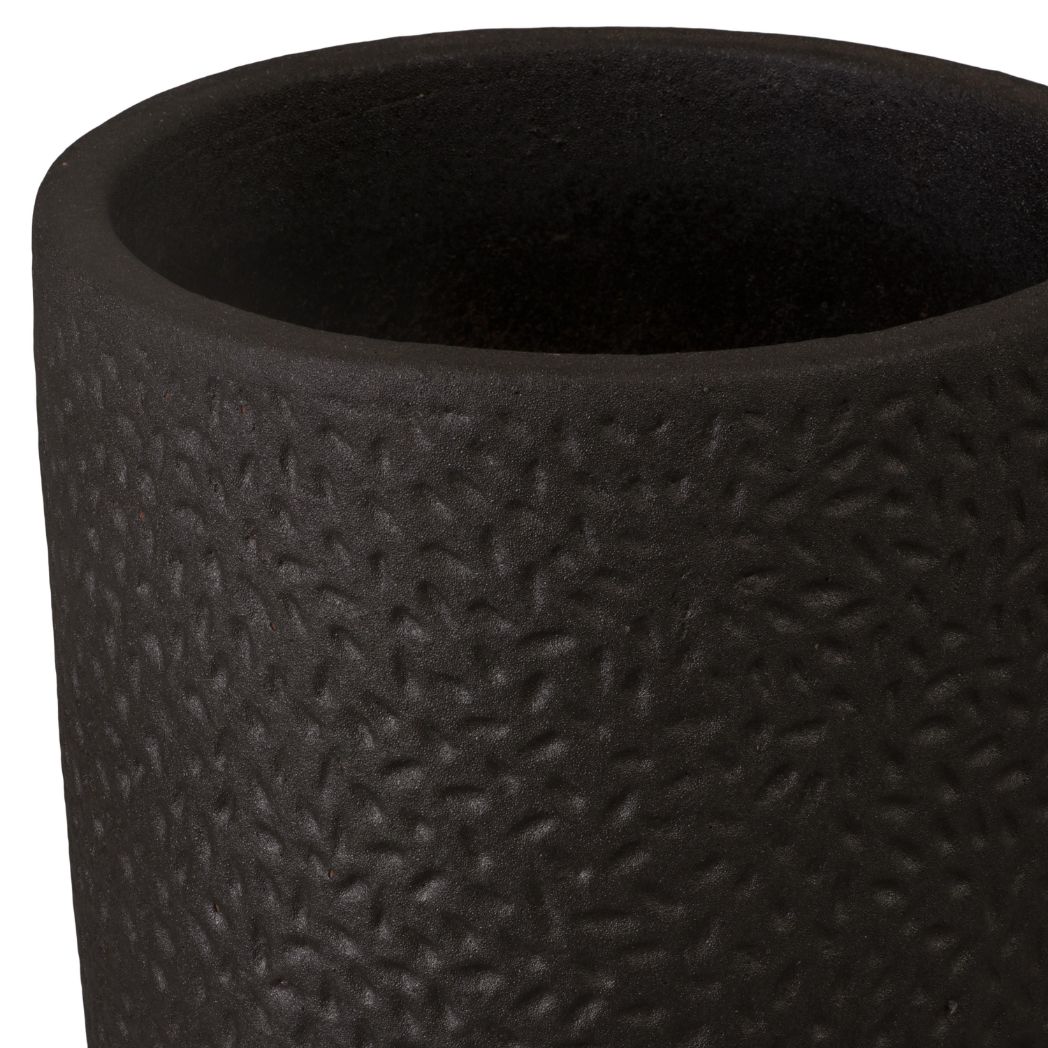 Notch Matte Black Ceramic Outdoor Planter