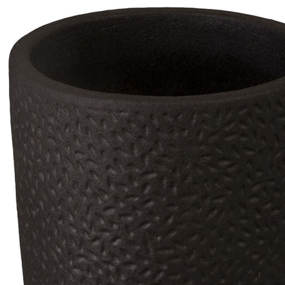 Notch Matte Black Ceramic Outdoor Planter