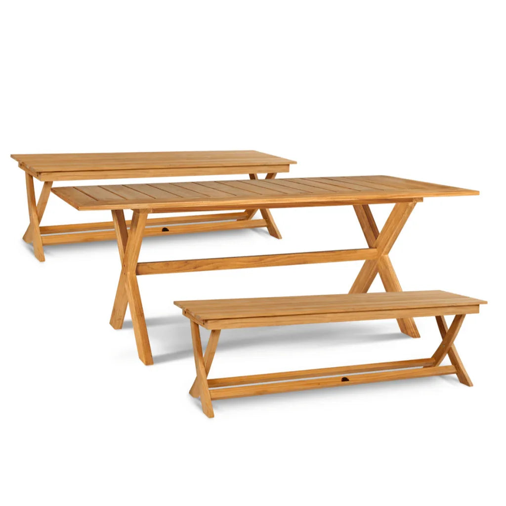 Oakville Teak Rectangular Patio Picnic Dining Set 3PC