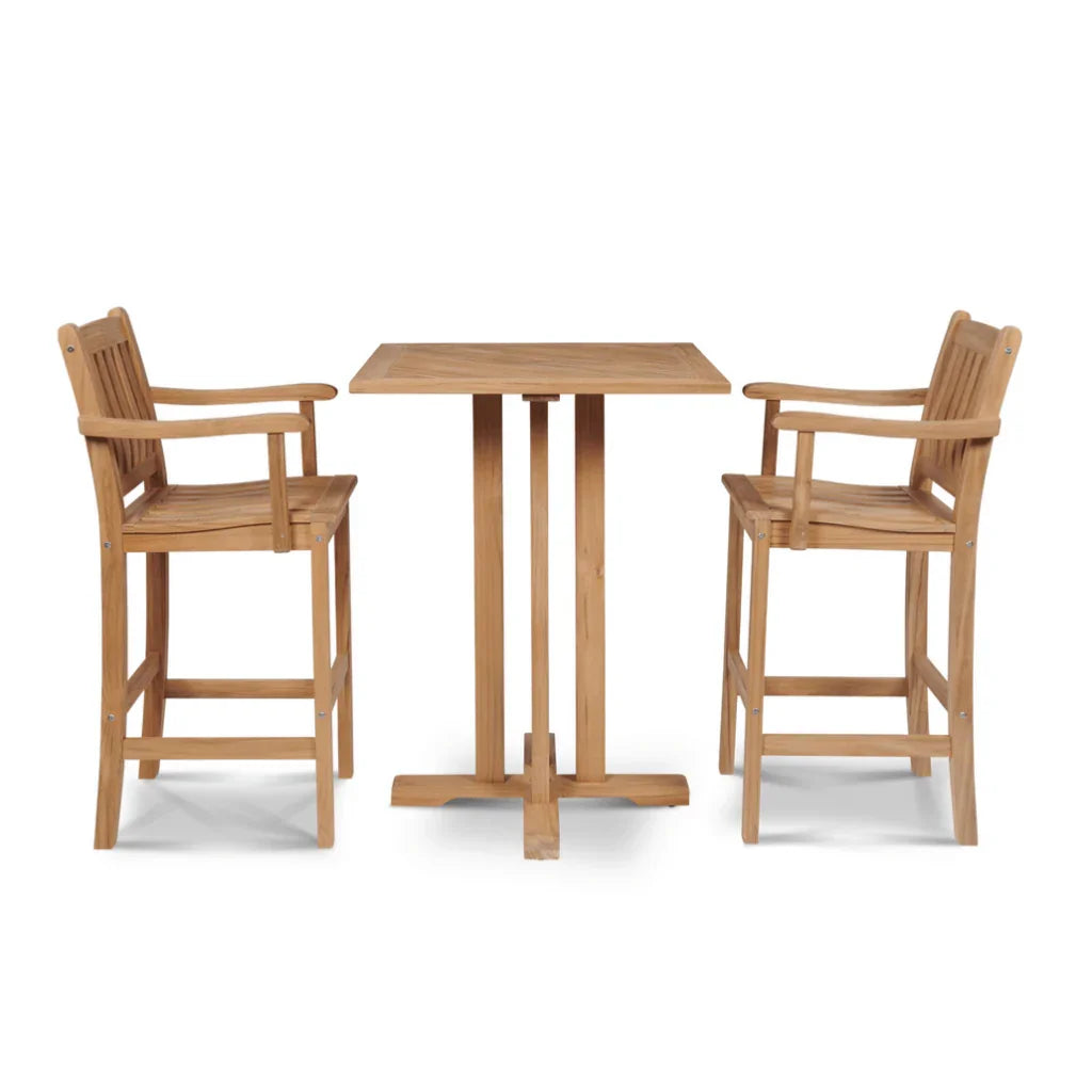 Oasis Teak Patio Square Bar Height Dining Set 3PC