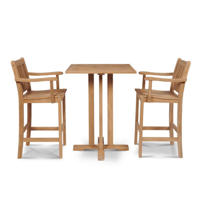 Oasis Teak Patio Square Bar Height Dining Set 3PC