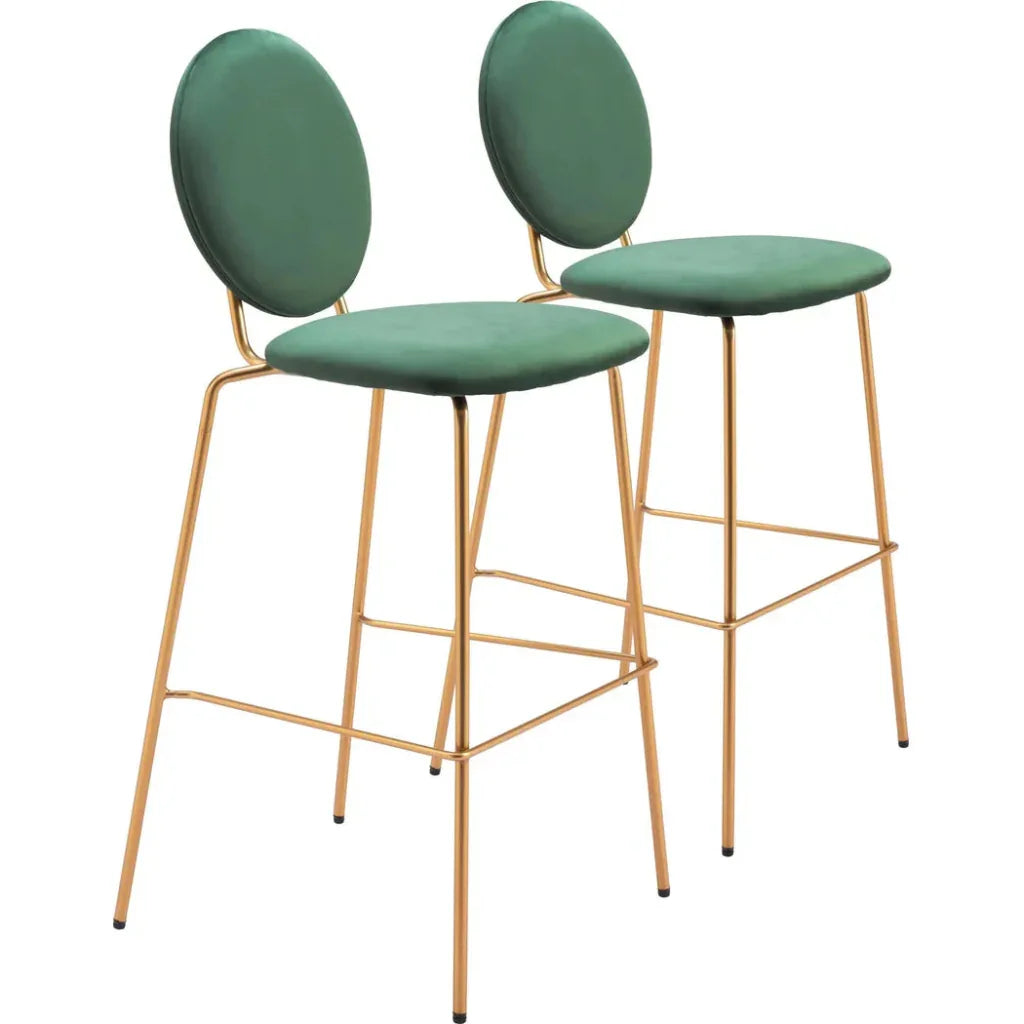 Odessa Green Velvet Barstool (Set of 2)