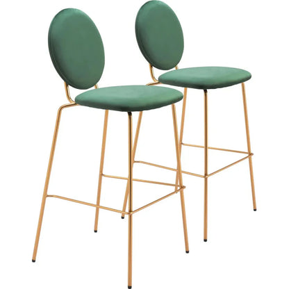 Odessa Green Velvet Barstool (Set of 2)