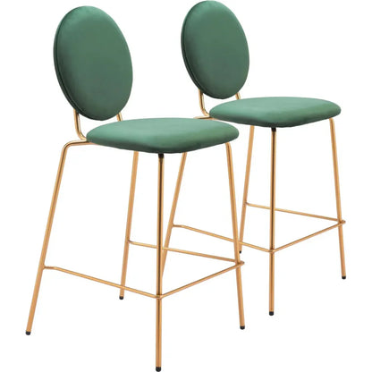 Odessa Steel Green & Gold Counter Stool 2PC