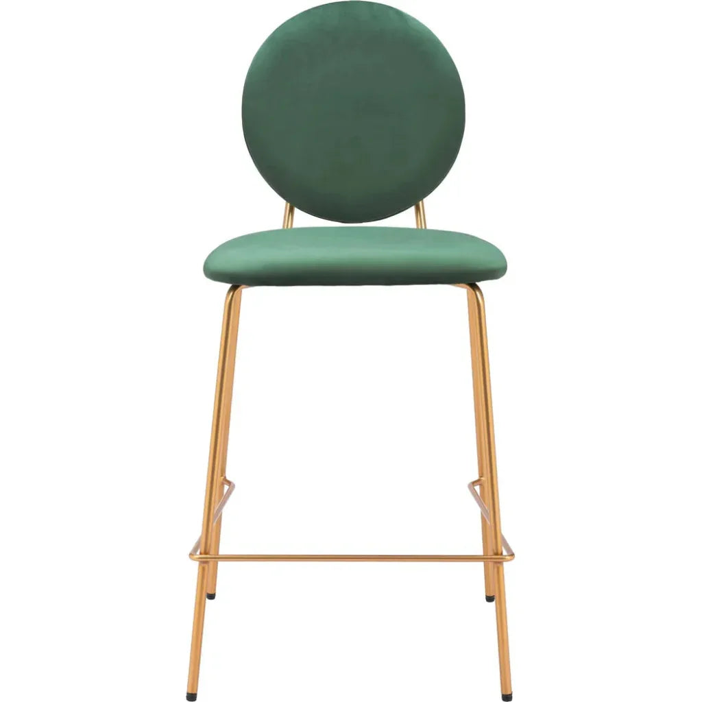 Odessa Steel Green & Gold Counter Stool 2PC