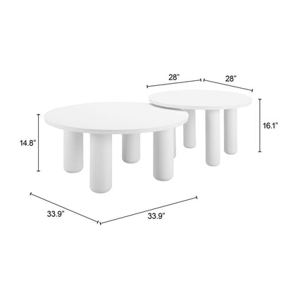 Ola Aluminum White Coffee Table 2PC