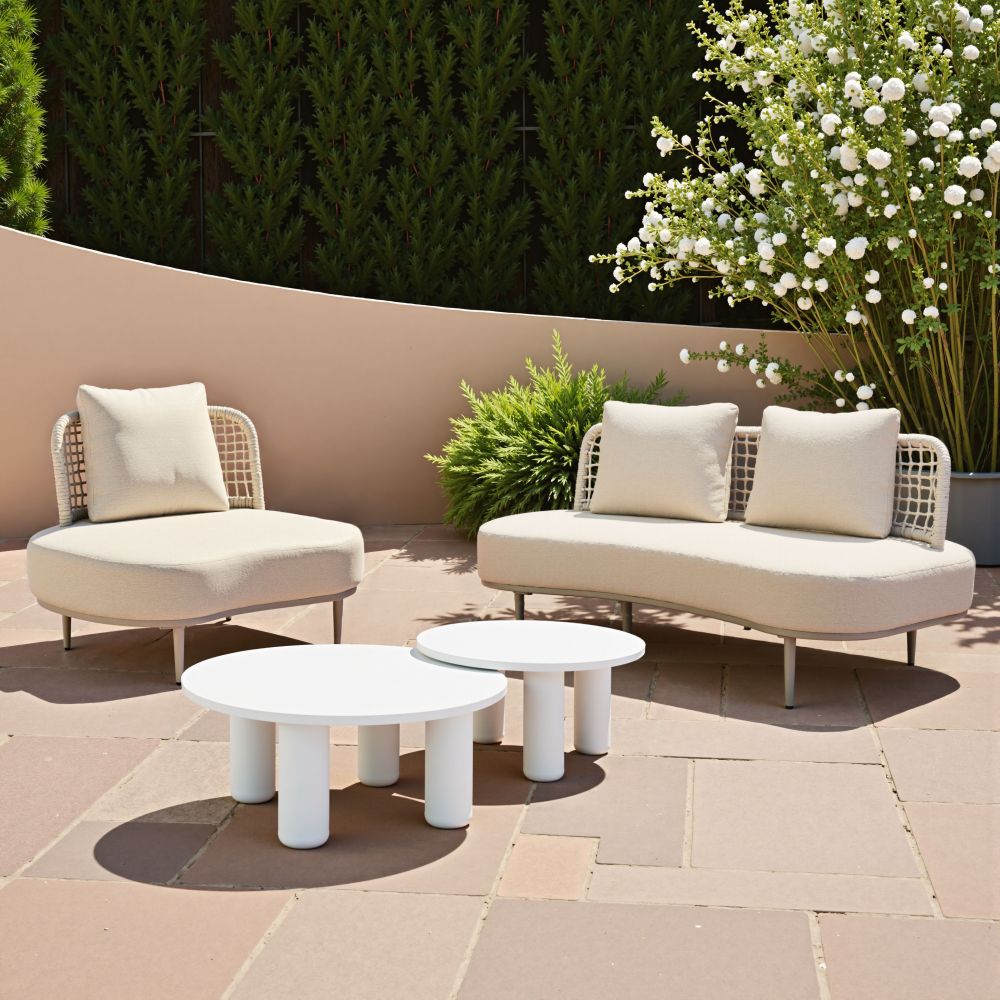 Ola Aluminum White Coffee Table 2PC