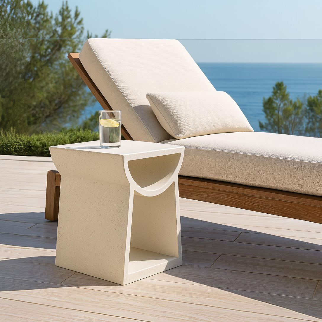 Ole White Terrazzo Garden Stool