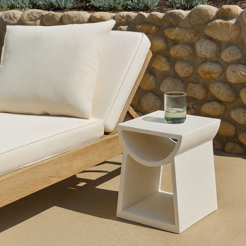 Ole White Terrazzo Garden Stool