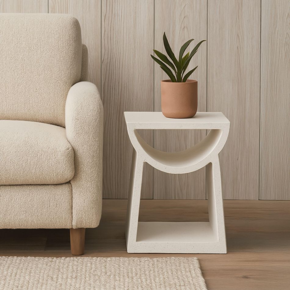 Ole White Terrazzo Garden Stool