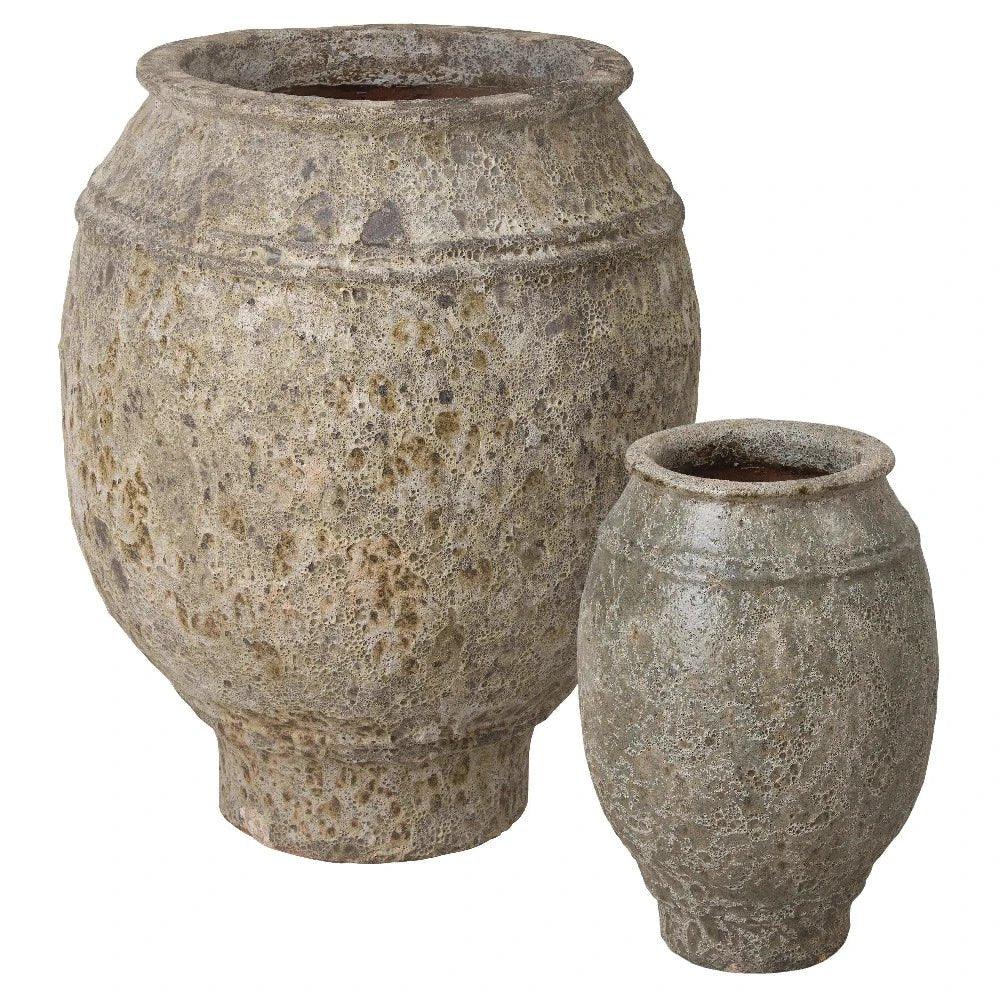 Olive Reef Green Ceramic Round Jar
