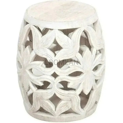 Olvenne White Round Drum Side Table
