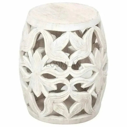 Olvenne White Round Drum Side Table