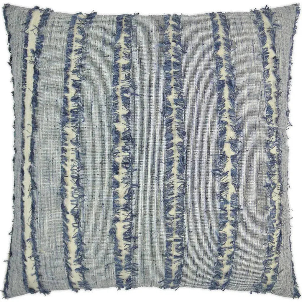 On The Fringe Stripes Slate Blue Large Throw Pillow