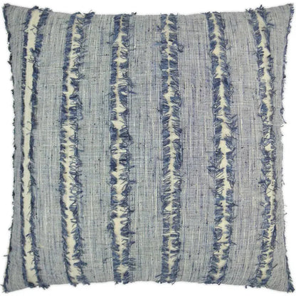 On The Fringe Stripes Slate Blue Large Throw Pillow