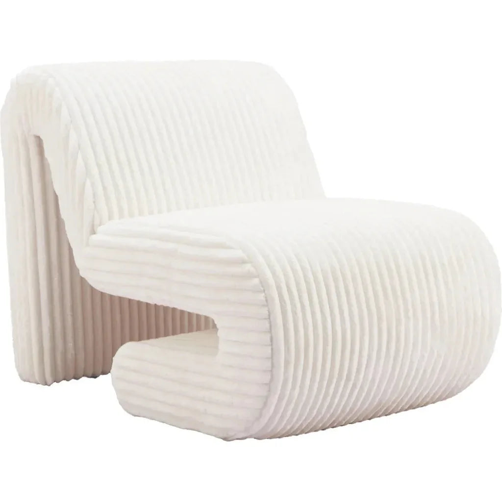 Opam White Armless Accent Chair