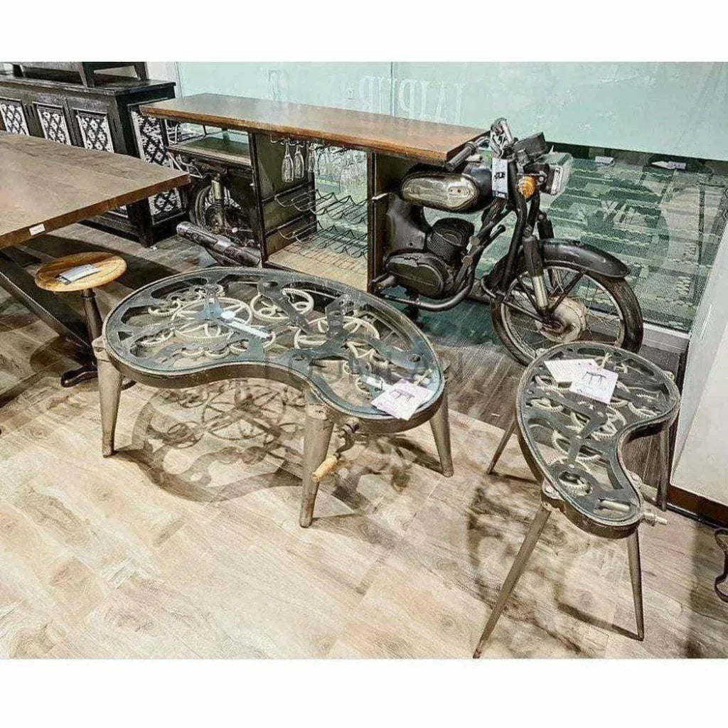 Orelan Antiqued Glass Moving Side Table