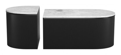 Ormara Marble Top Oval Coffee Table Set 2PC
