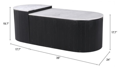 Ormara Marble Top Oval Coffee Table Set 2PC