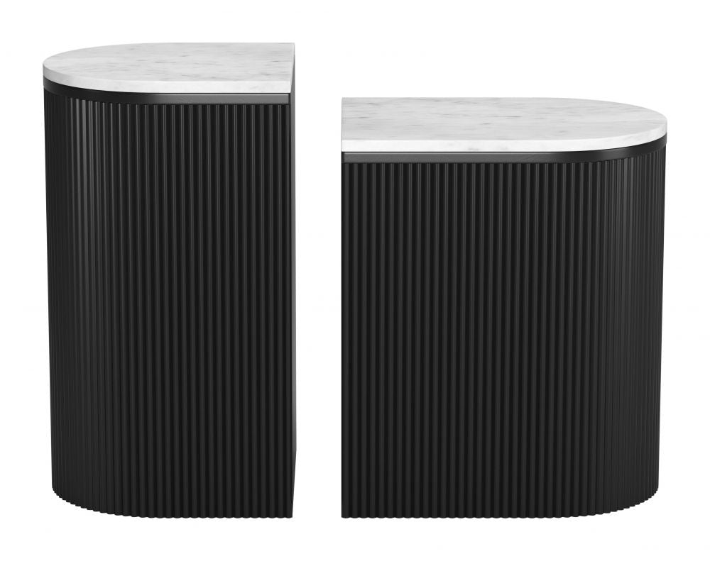 Ormara Marble Top Oval Side Table 2PC