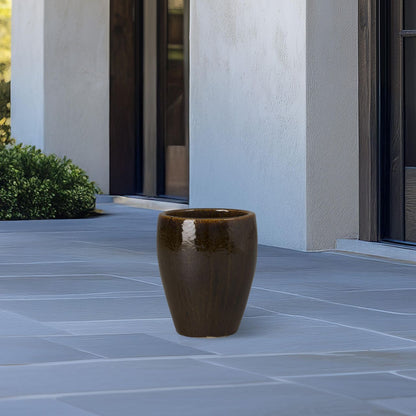 Ossal Brown Ceramic Outdoor Planter