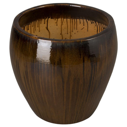 Ossal Brown Ceramic Outdoor Planter