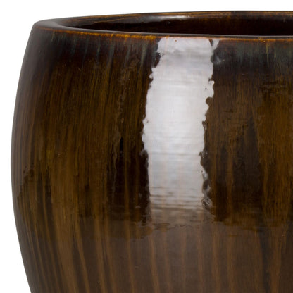 Ossal Brown Ceramic Outdoor Planter