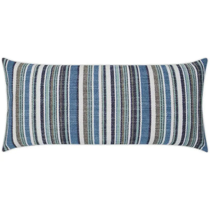 Outdoor Fancy Stripe Lumbar Pillow - Navy