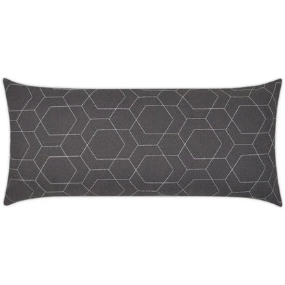 Outdoor Hex Quilt Lumbar Pillow - Grey