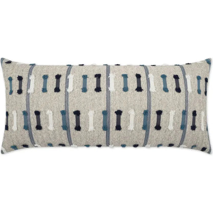 Outdoor Tassel Stripe Lumbar Pillow - Blue