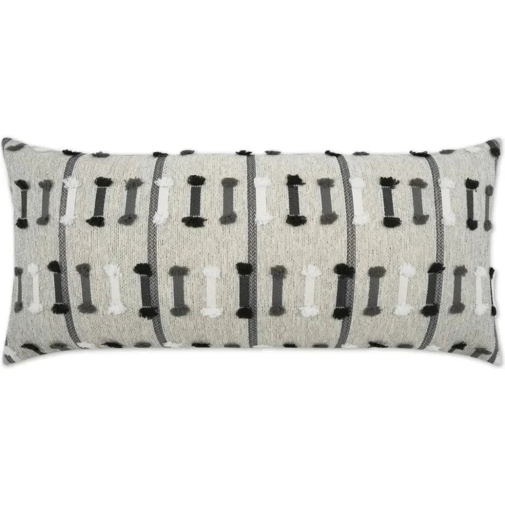 Outdoor Tassel Stripe Lumbar Pillow - Grey