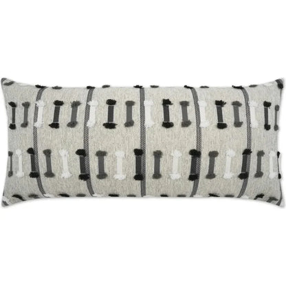 Outdoor Tassel Stripe Lumbar Pillow - Grey