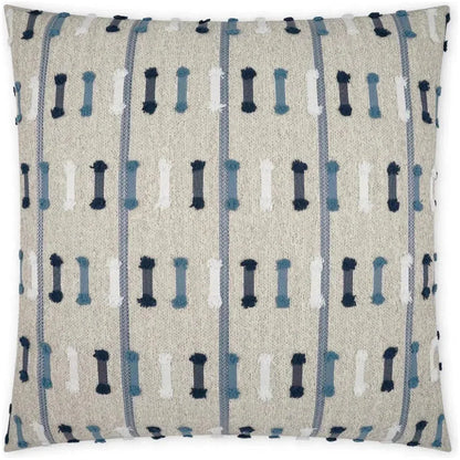 Outdoor Tassel Stripe Pillow - Blue