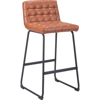 Pago Brown Leather Barstool (Set of 2)
