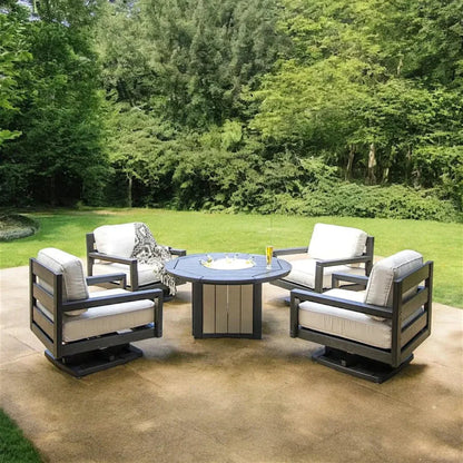 Palm Beach Poly Lumber Fire Pit Table Set Club Chairs