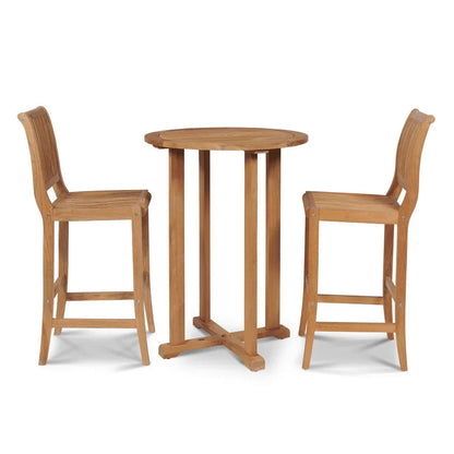 Palm Teak Patio Round Bar Height Bar Set 3 PC