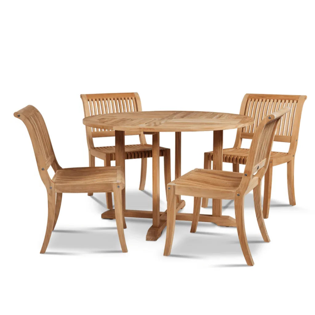 Palm Teak Patio Round Dining Set 5 PC